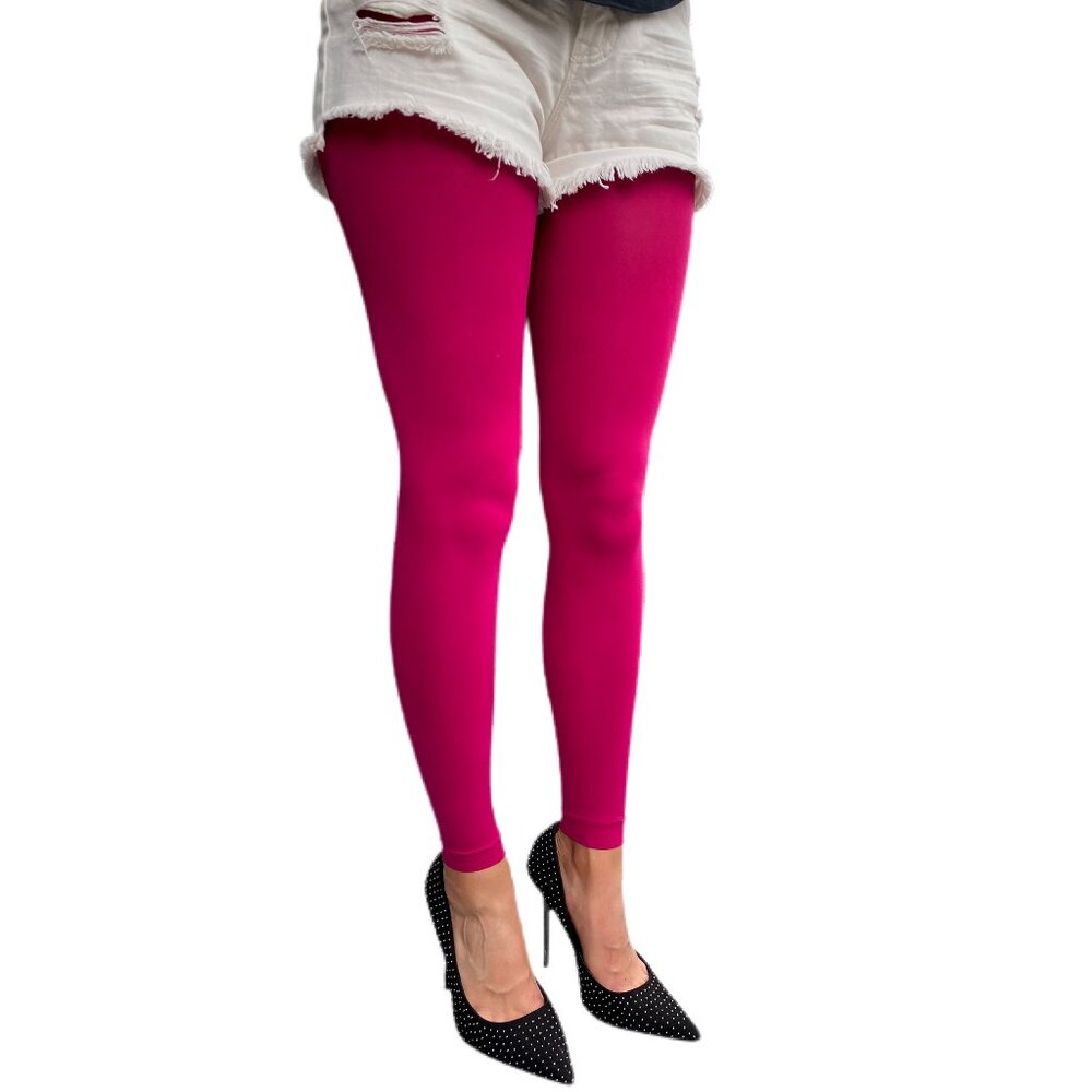 Cherry pink Footless Tights opaque for wom…